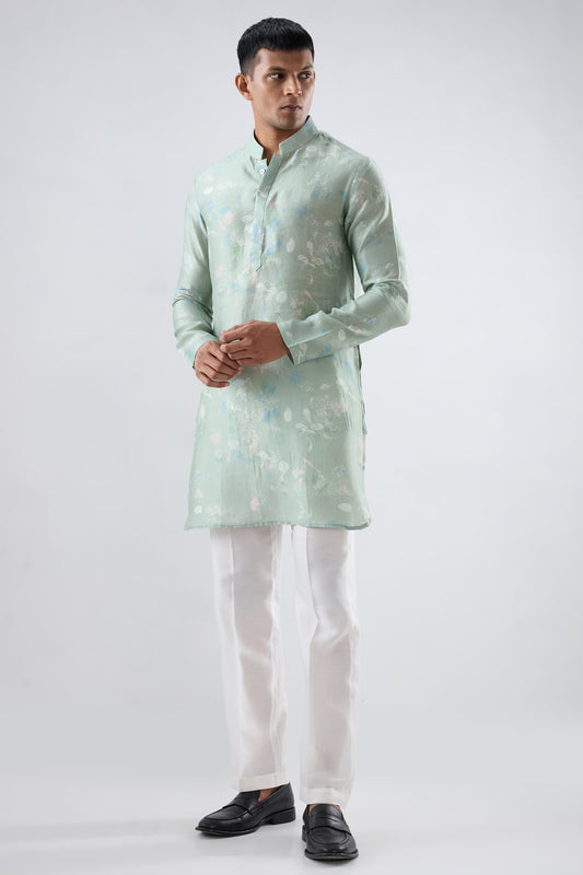 Mint Green Leaf Ecoprint Kurta