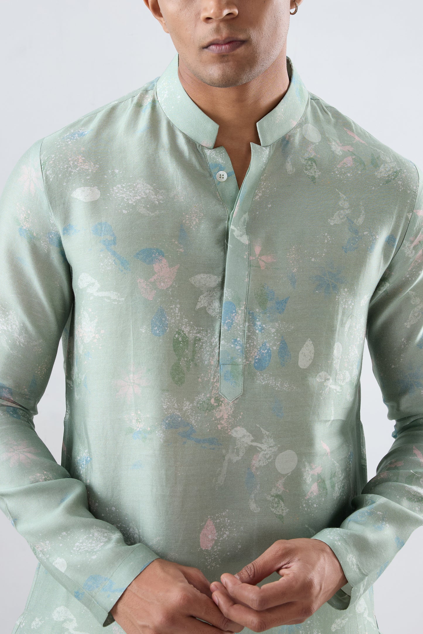 Mint Green Leaf Ecoprint Kurta