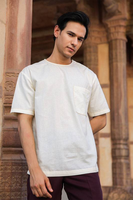 Cream Crew Neck T-Shirt