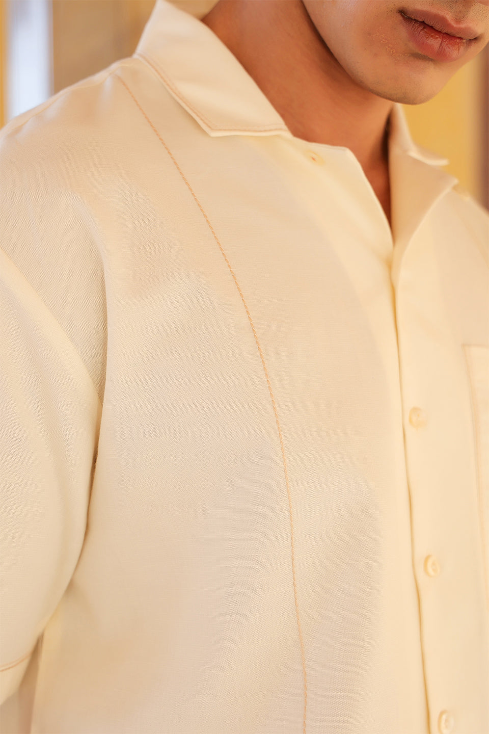 Cream Cuban Collar Shirt