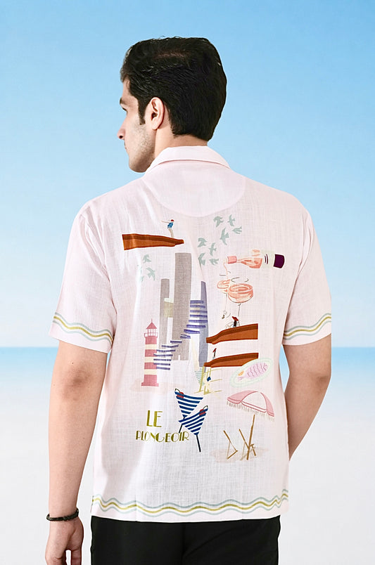 Pink Nice Cuban Collar Shirt