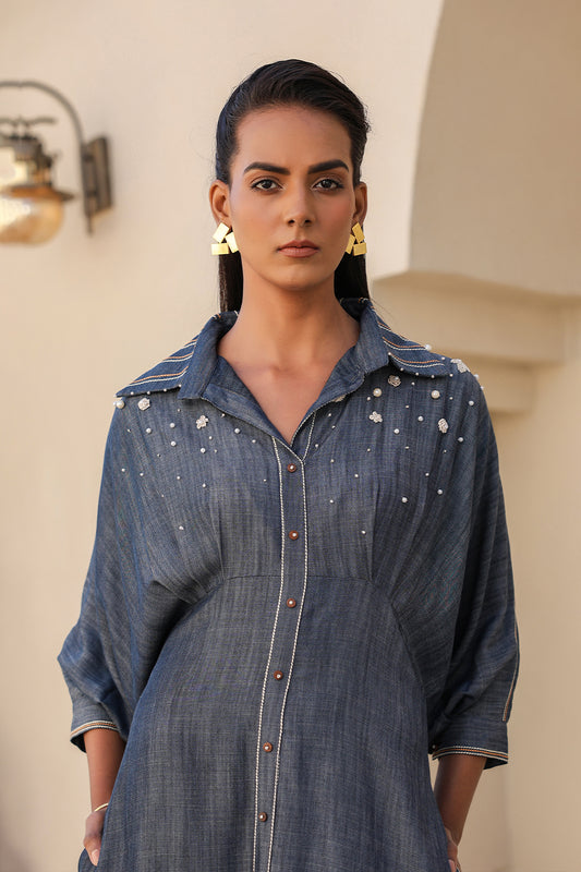 Azure Pearl Kaftan Dress