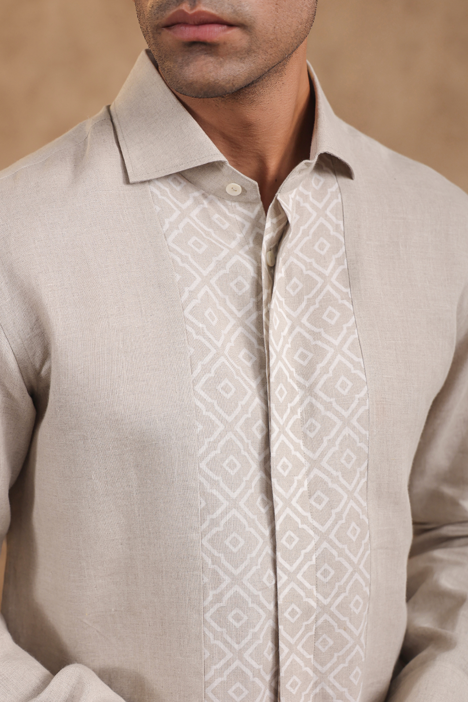 Full Sleeve Shirt With Vertical Moroccan Yokes