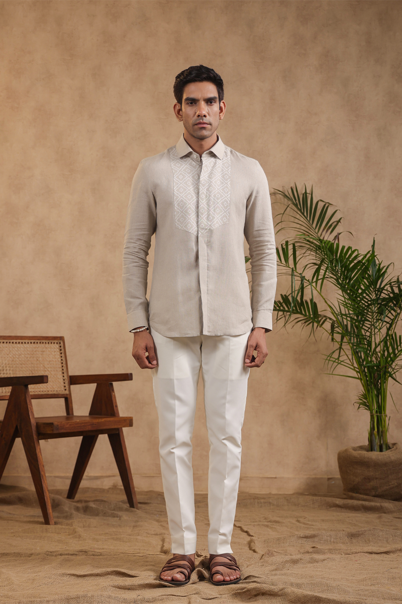 Full Sleeve Shirt With Half Moroccan Yokes rawandrustic