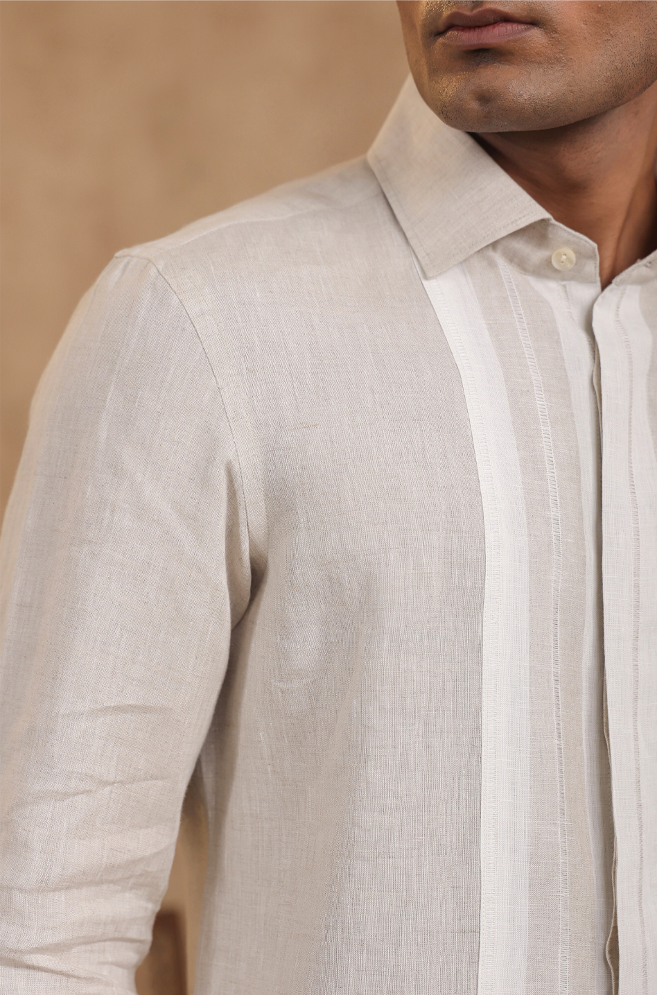 Full Sleeve Shirt With Vertical Striped Yokes