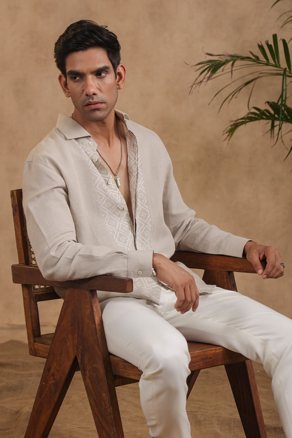 Full Sleeve Shirt With Vertical Moroccan Yokes