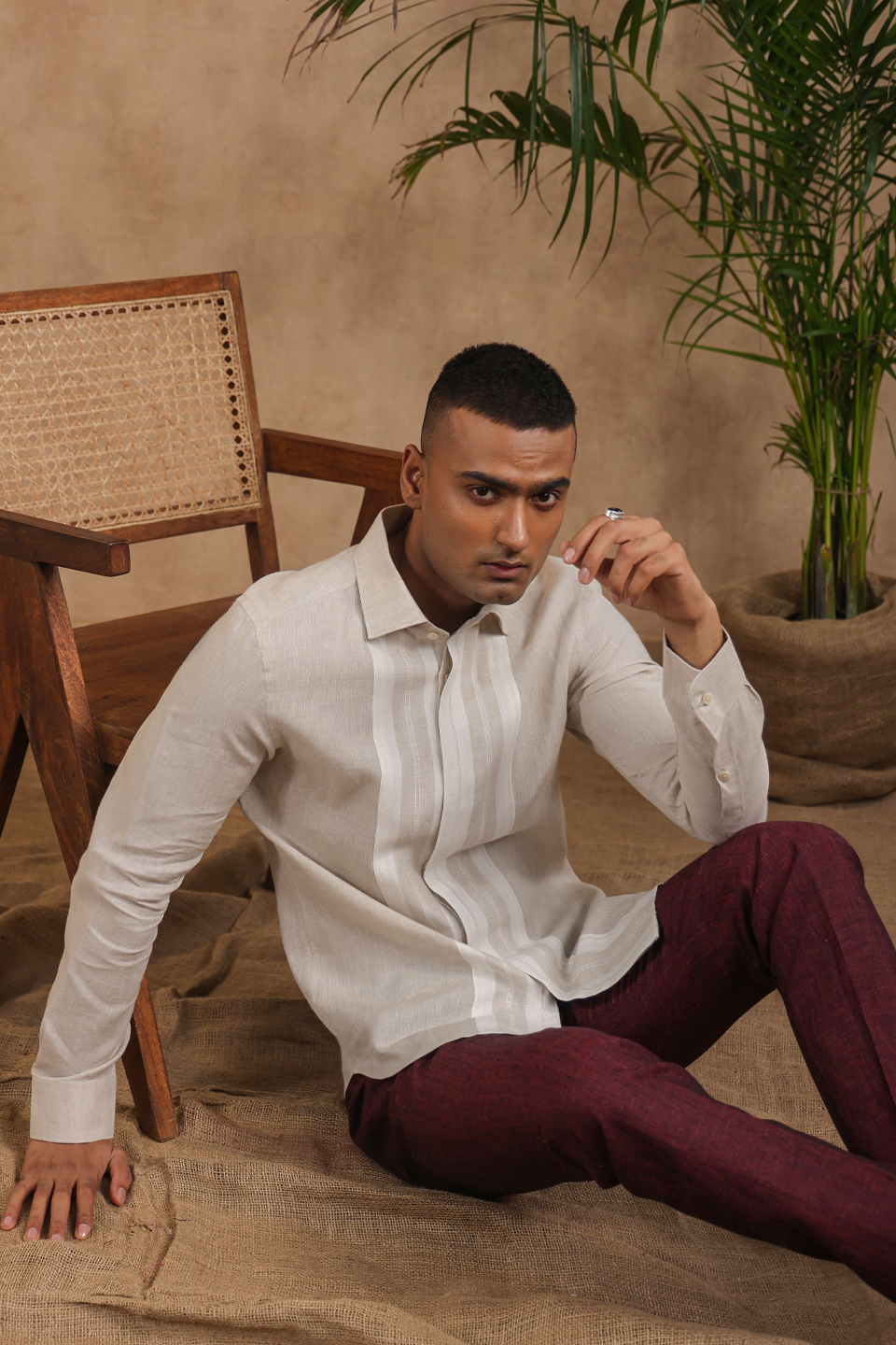 Full Sleeve Shirt With Vertical Striped Yokes