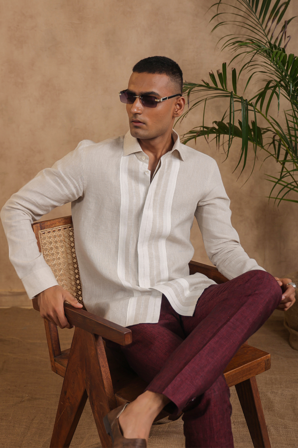Full Sleeve Shirt With Vertical Striped Yokes