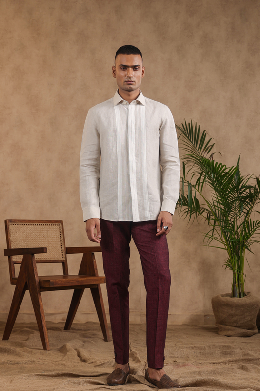 Full Sleeve Shirt With Vertical Striped Yokes