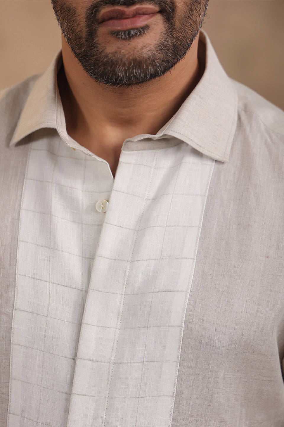 Full Sleeve Shirt With Checkered Striped Yokes