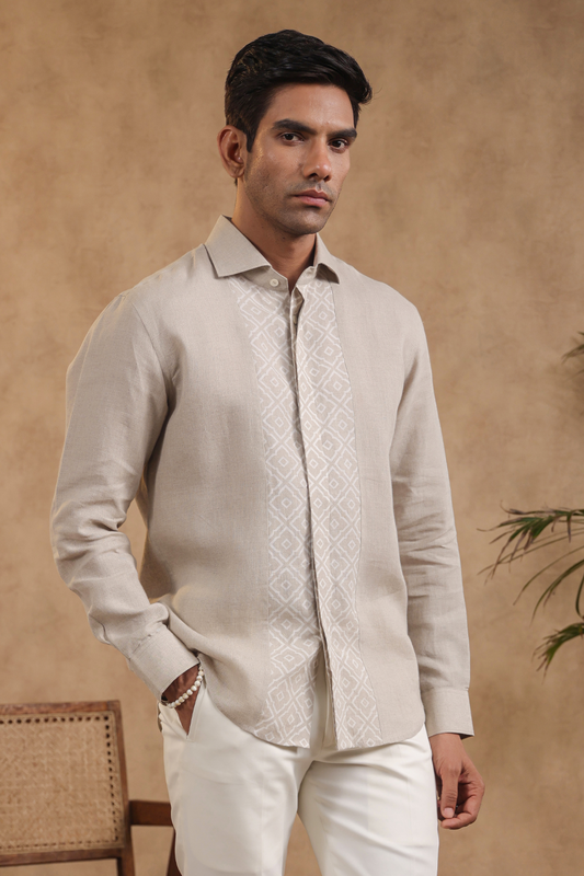Full Sleeve Shirt With Vertical Moroccan Yokes