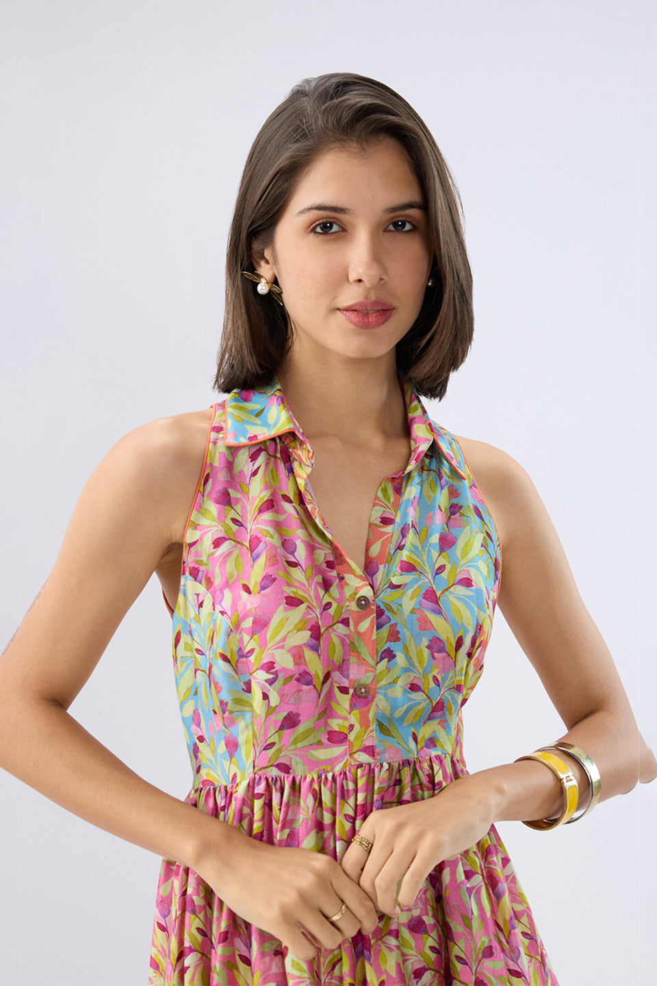 Multicolor Sleeveless Floral Short Dress