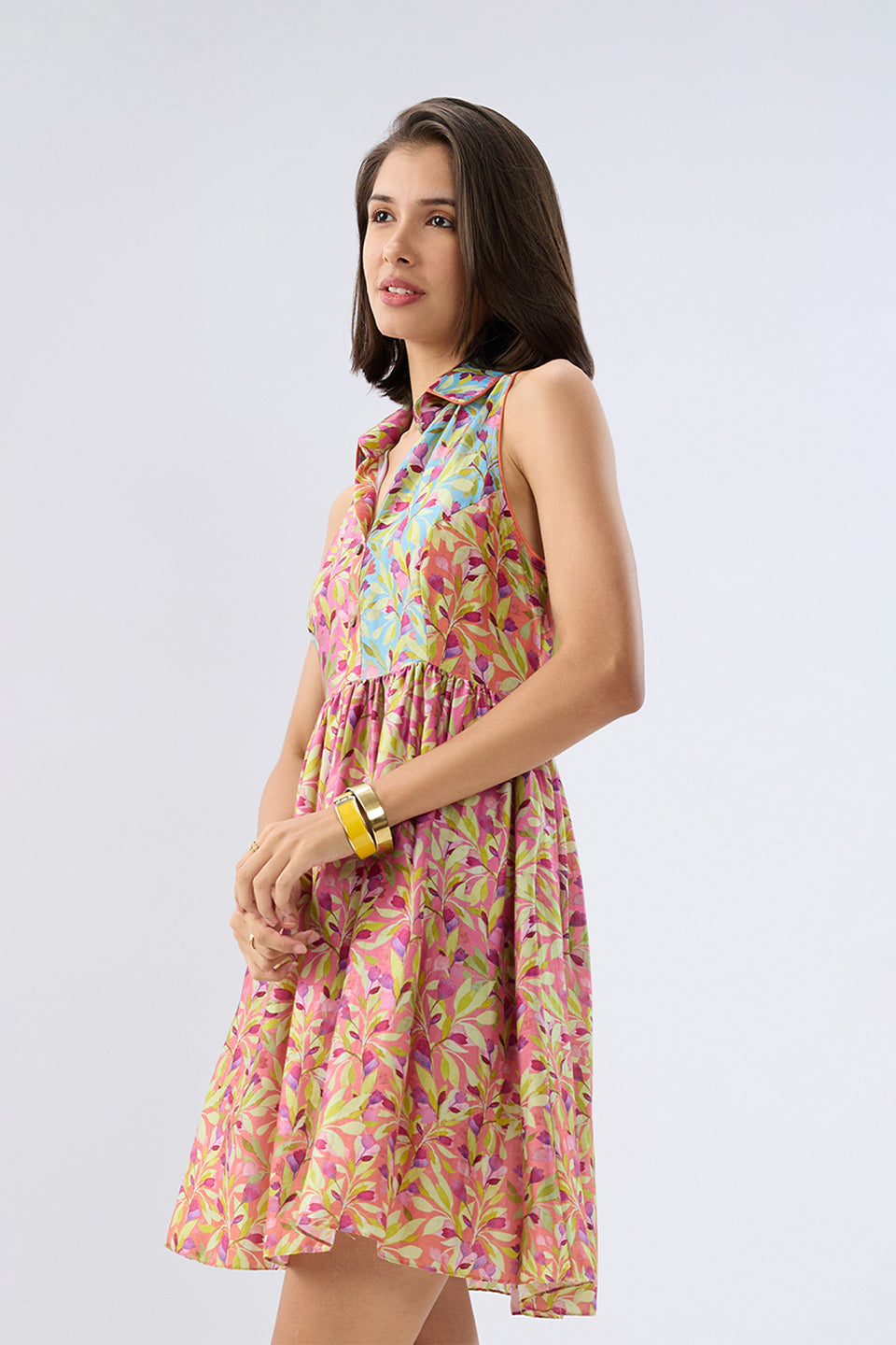 Multicolor Sleeveless Floral Short Dress