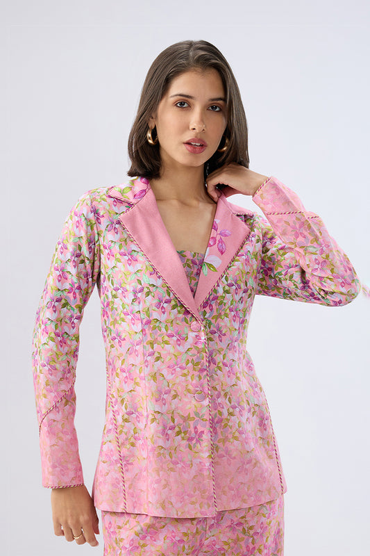Pink Floral Blazer Set