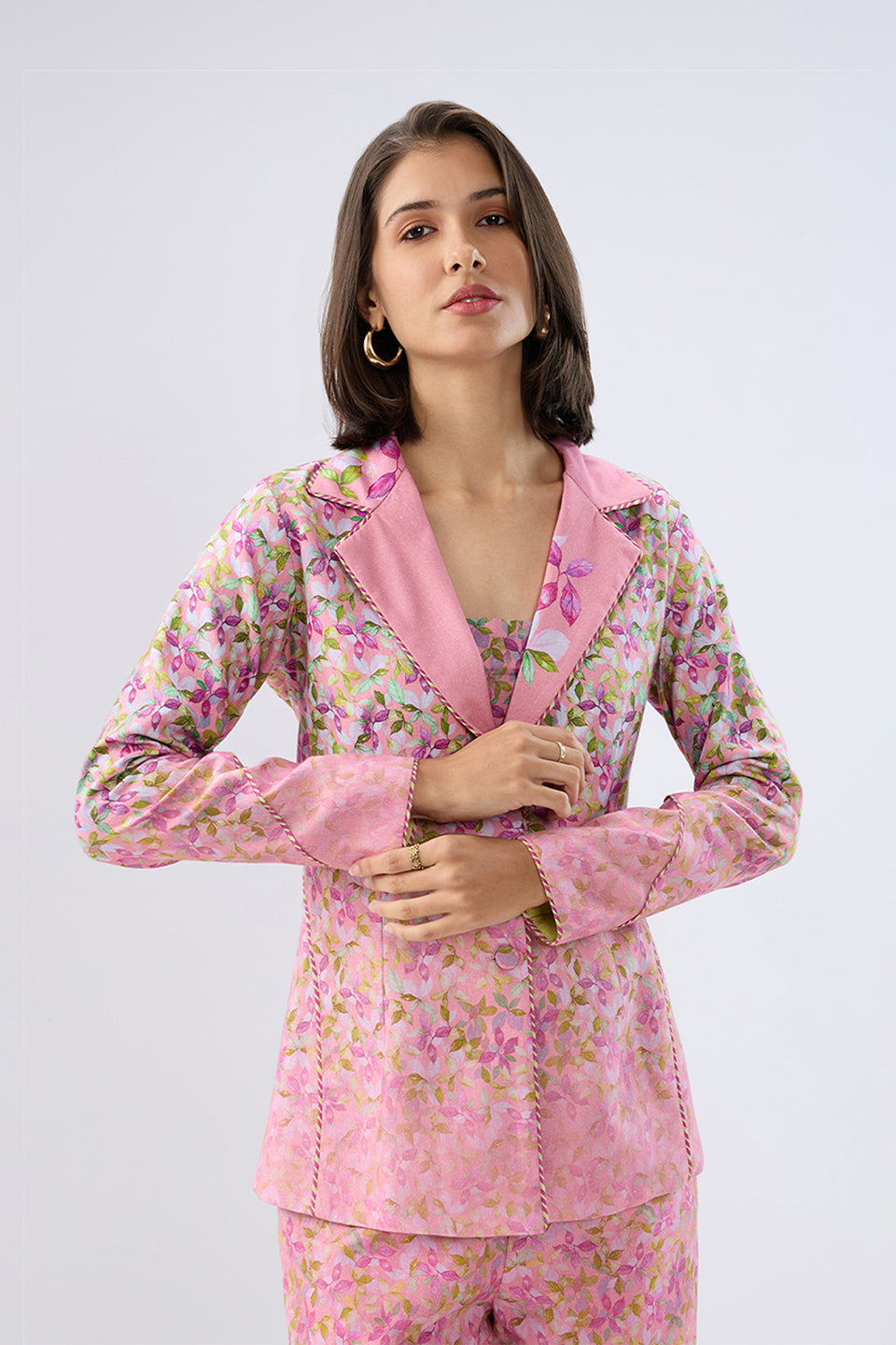 Pink Floral Blazer Set