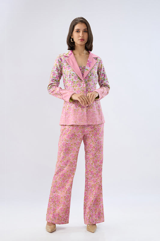 Pink Floral Blazer Set