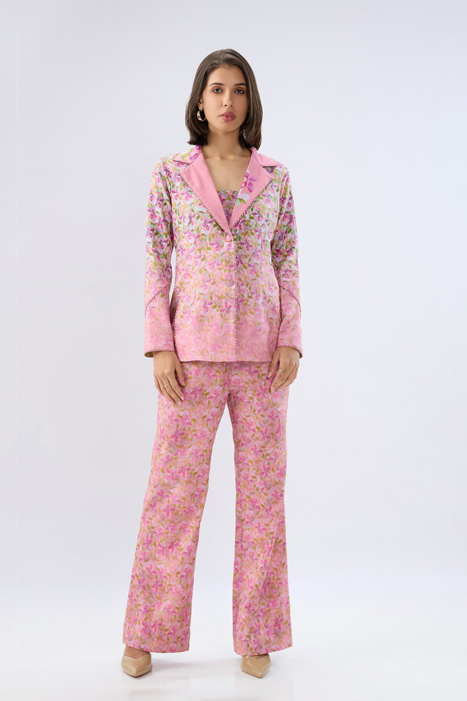 Pink Floral Blazer Set