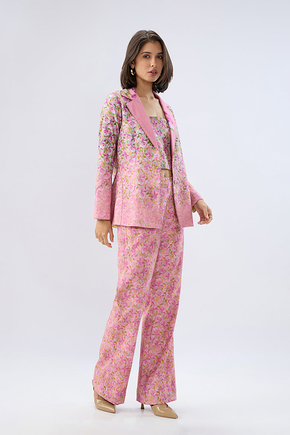 Pink Floral Blazer Set