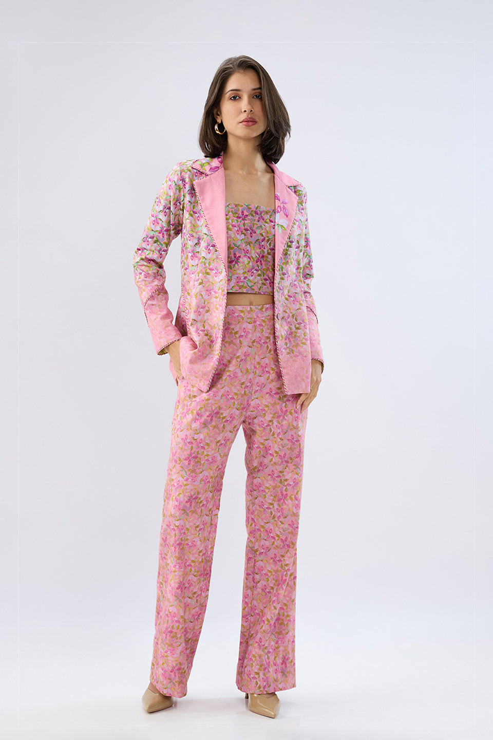 Pink Floral Blazer Set