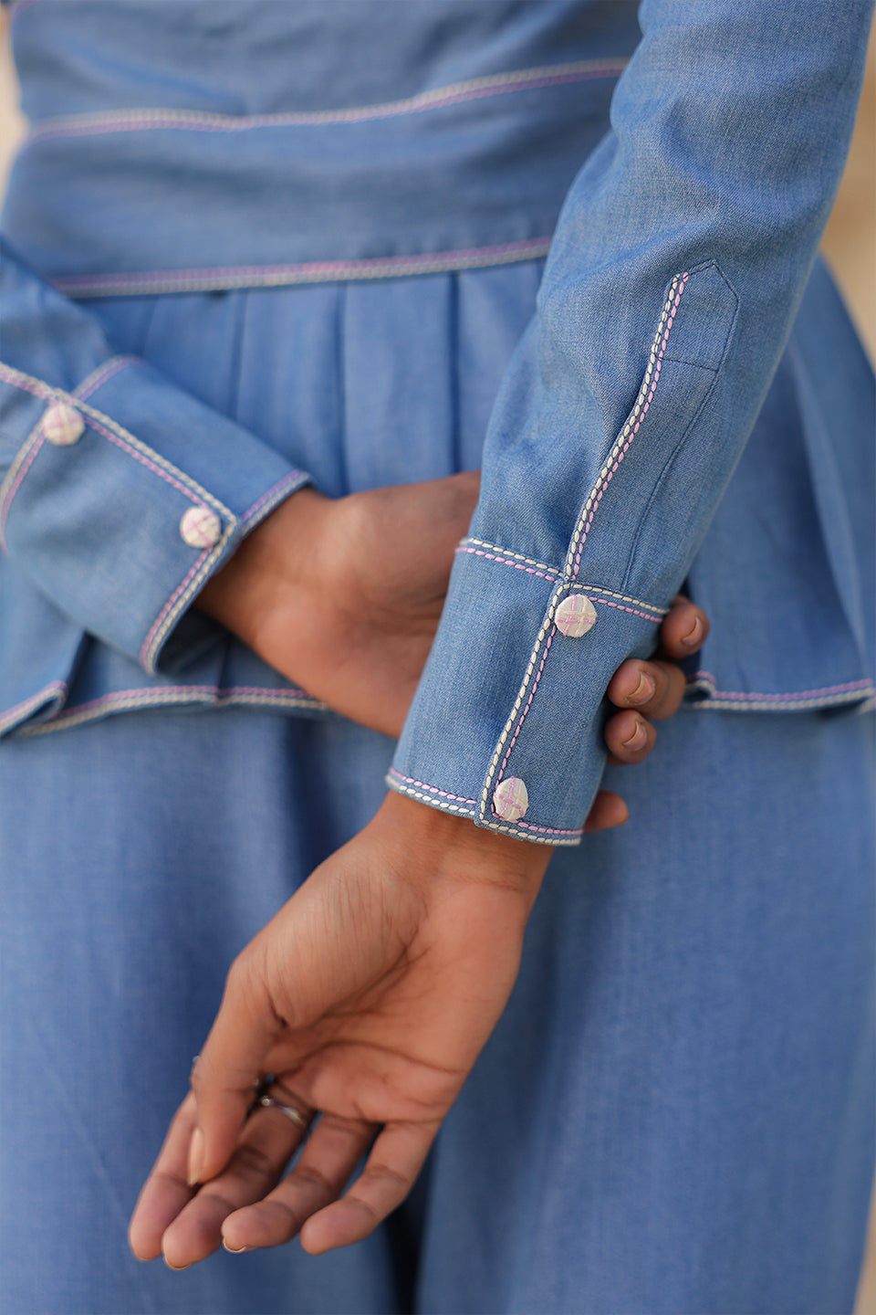 Azure Pleated Peplum Co-ord Set