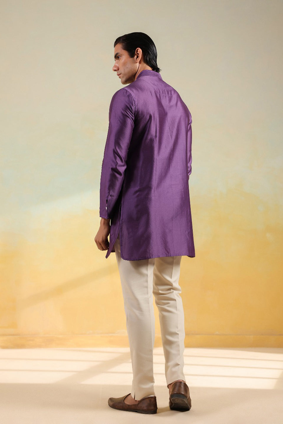 Purple Crosstitch Ombré Silk Kurta