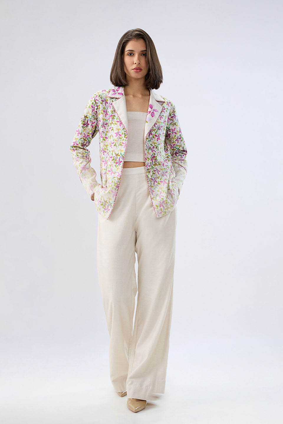 Ivory Floral Blazer Set