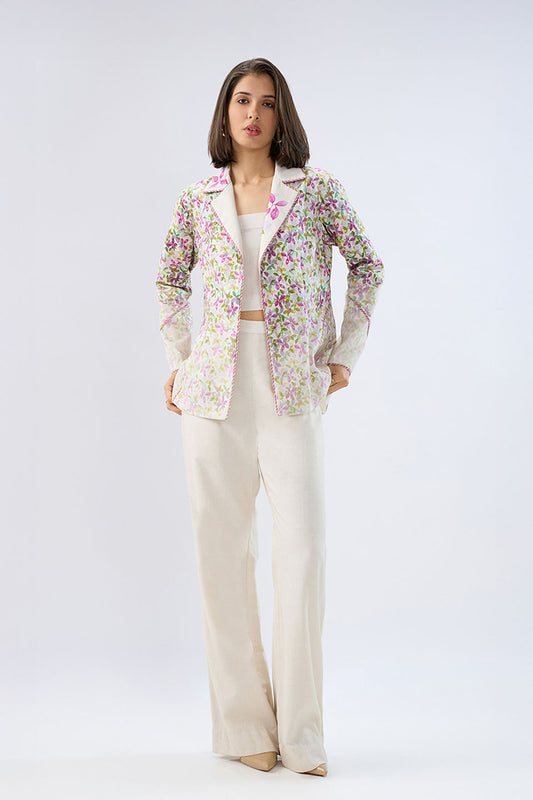 Ivory Floral Blazer Set