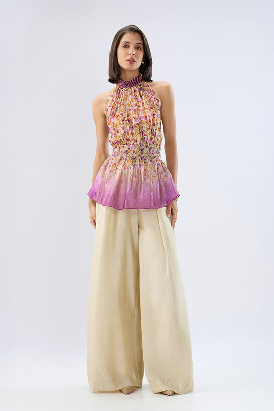 Ivory Floral Halterneck Co-ord Set