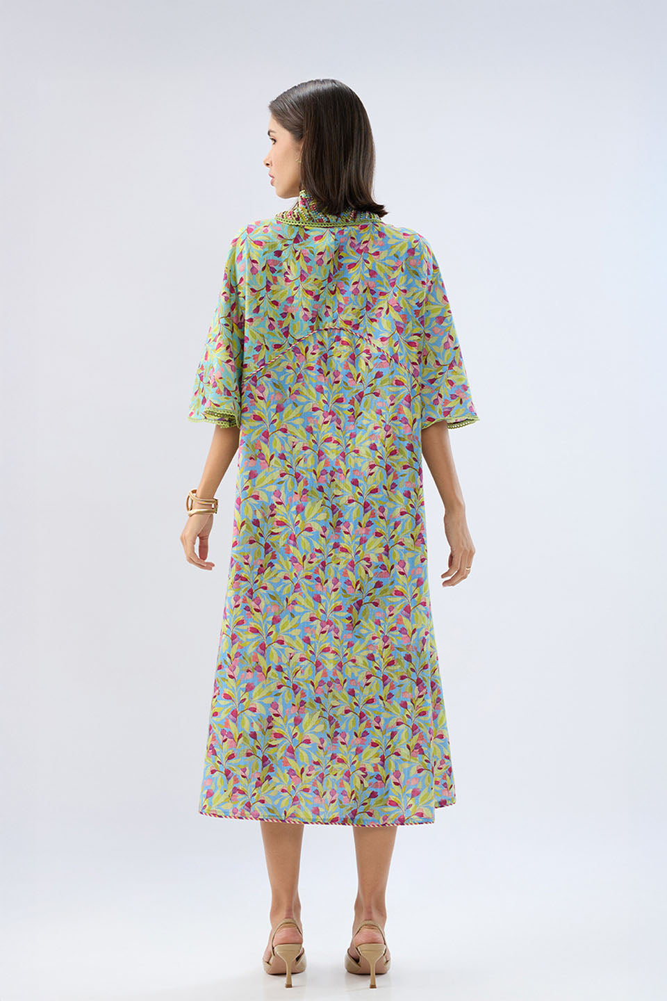Blue Floral Kaftan Dress