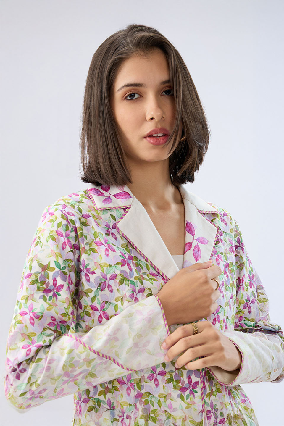 Ivory Floral Blazer Set