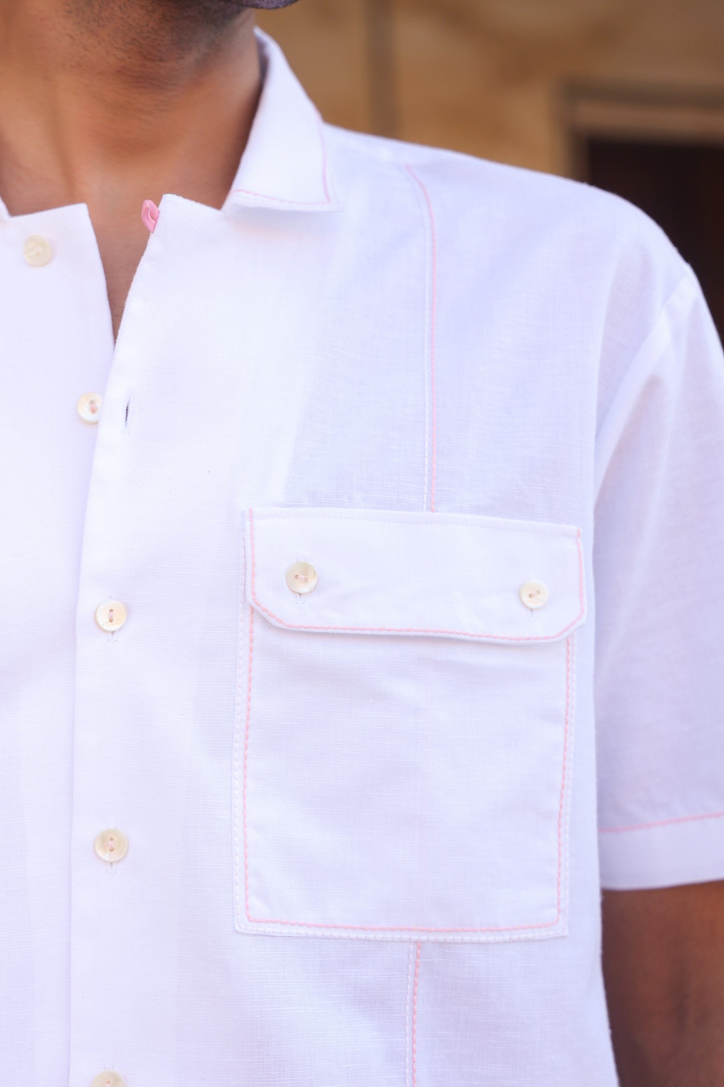 White Cuban Collar Shirt