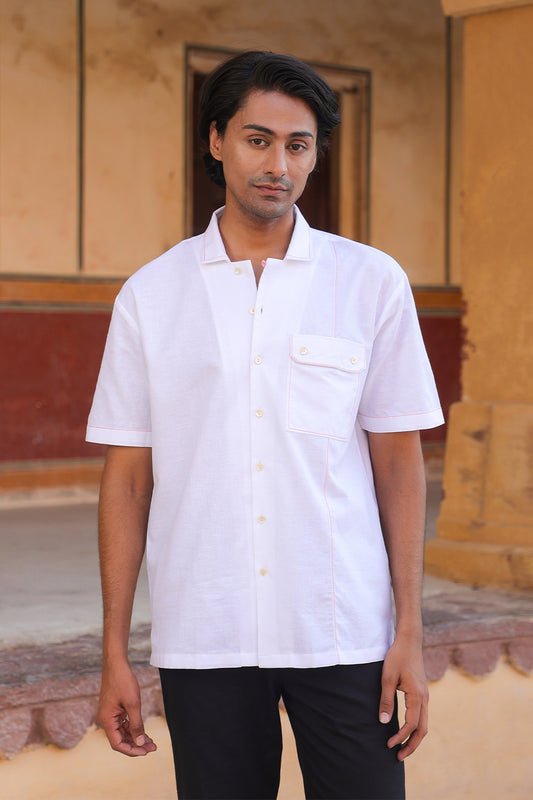 White Cuban Collar Shirt