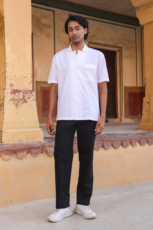 White Cuban Collar Shirt