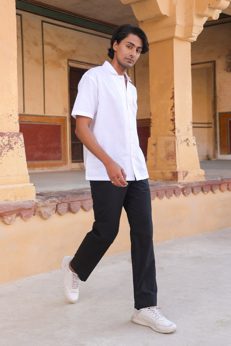 White Cuban Collar Shirt