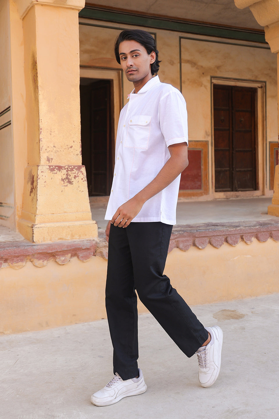 White Cuban Collar Shirt