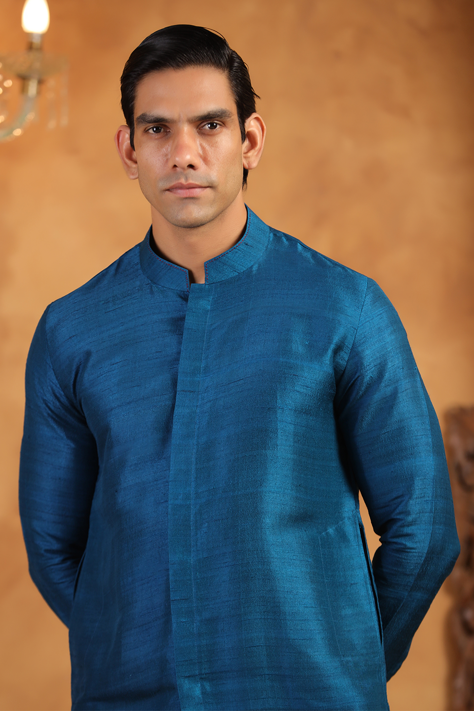 Blue Raw Silk Kurta