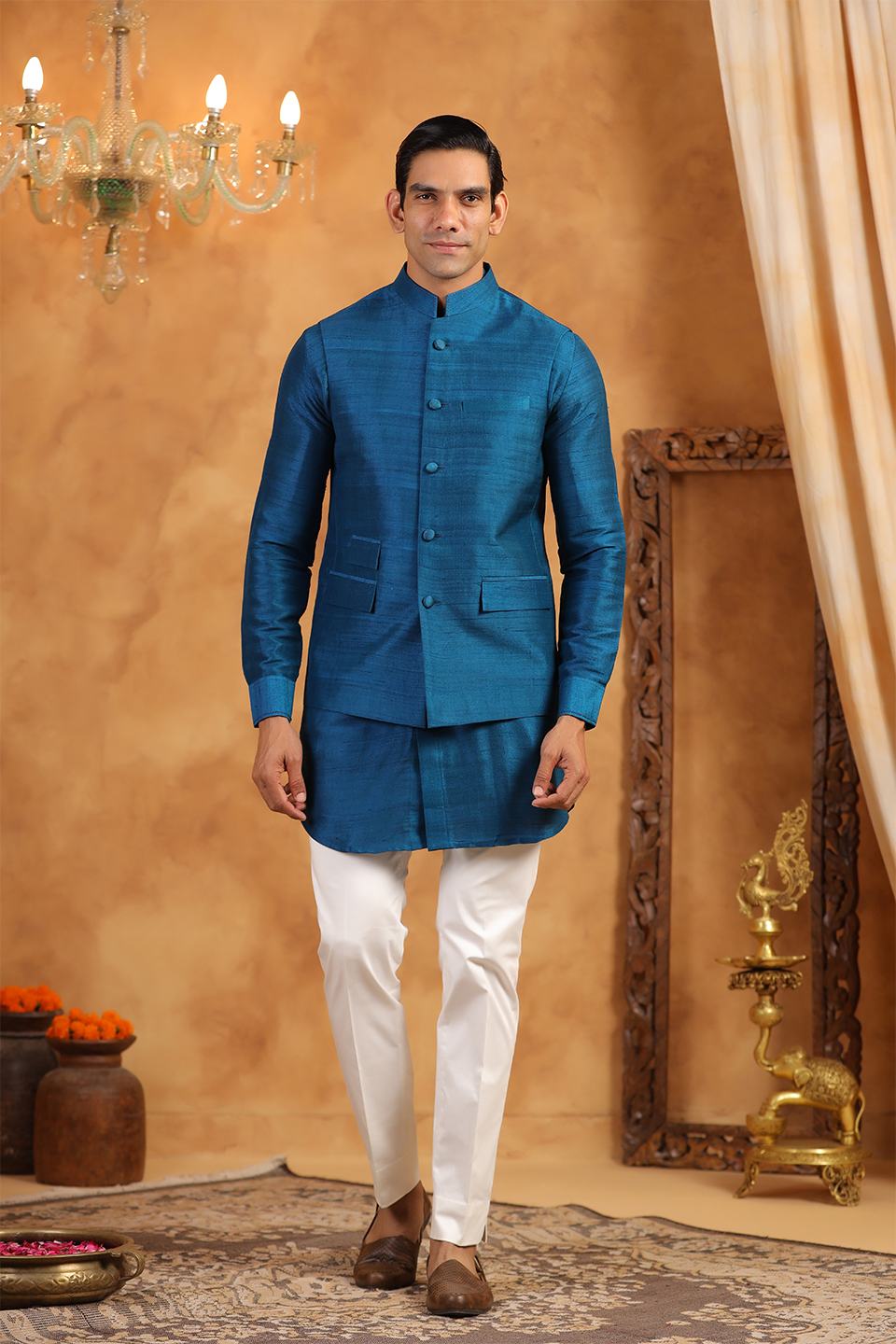Blue Raw Silk Kurta