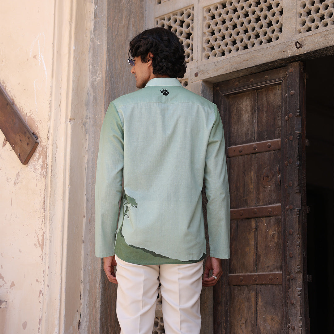 Green Embroidered Kurta Shirt Panther