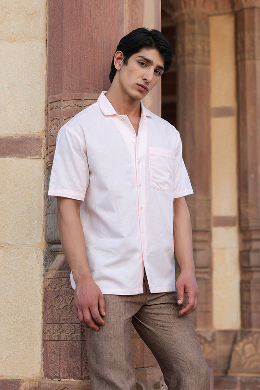 Pink Cuban Collar Shirt