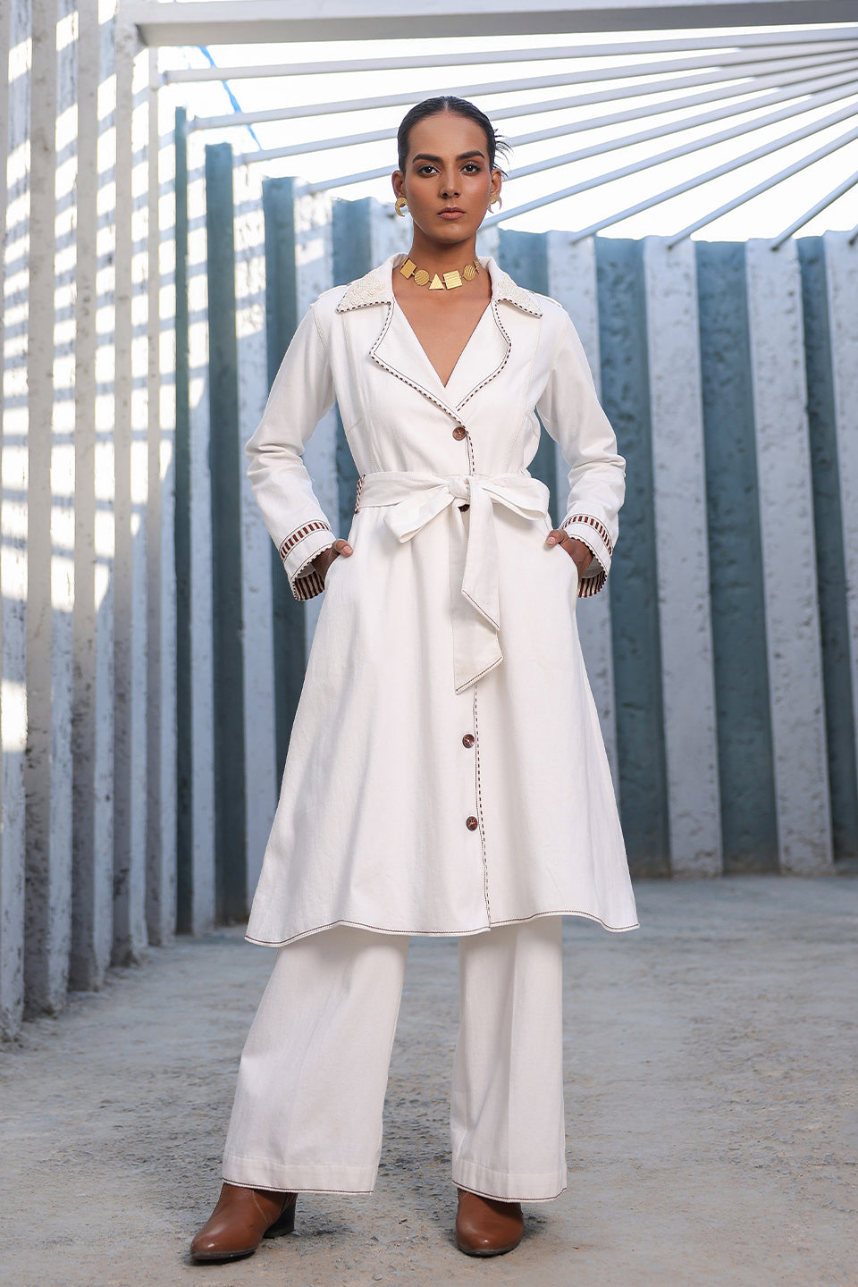 Azure Trench Coat Set