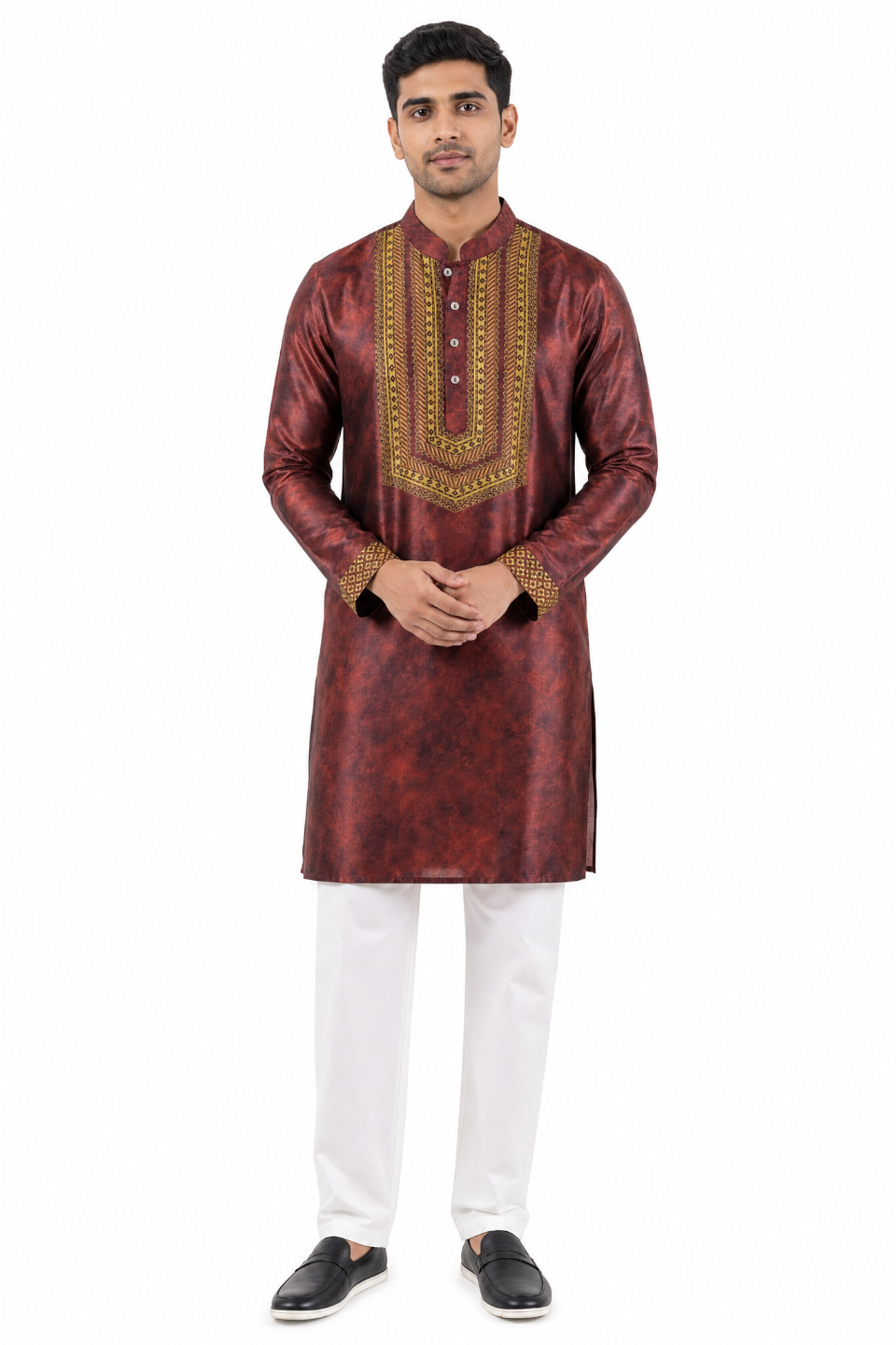 Maroon Opulent Silk Kurta