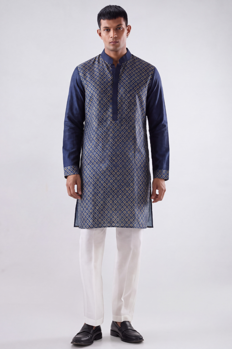 Blue Mosaic Silk Kurta