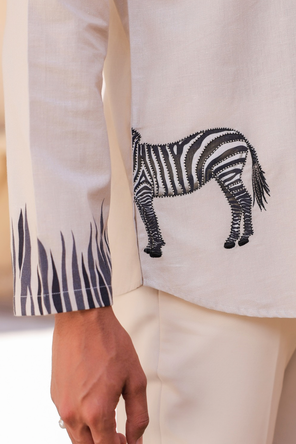 Ivory Embroidered Kurta Shirt Zebra