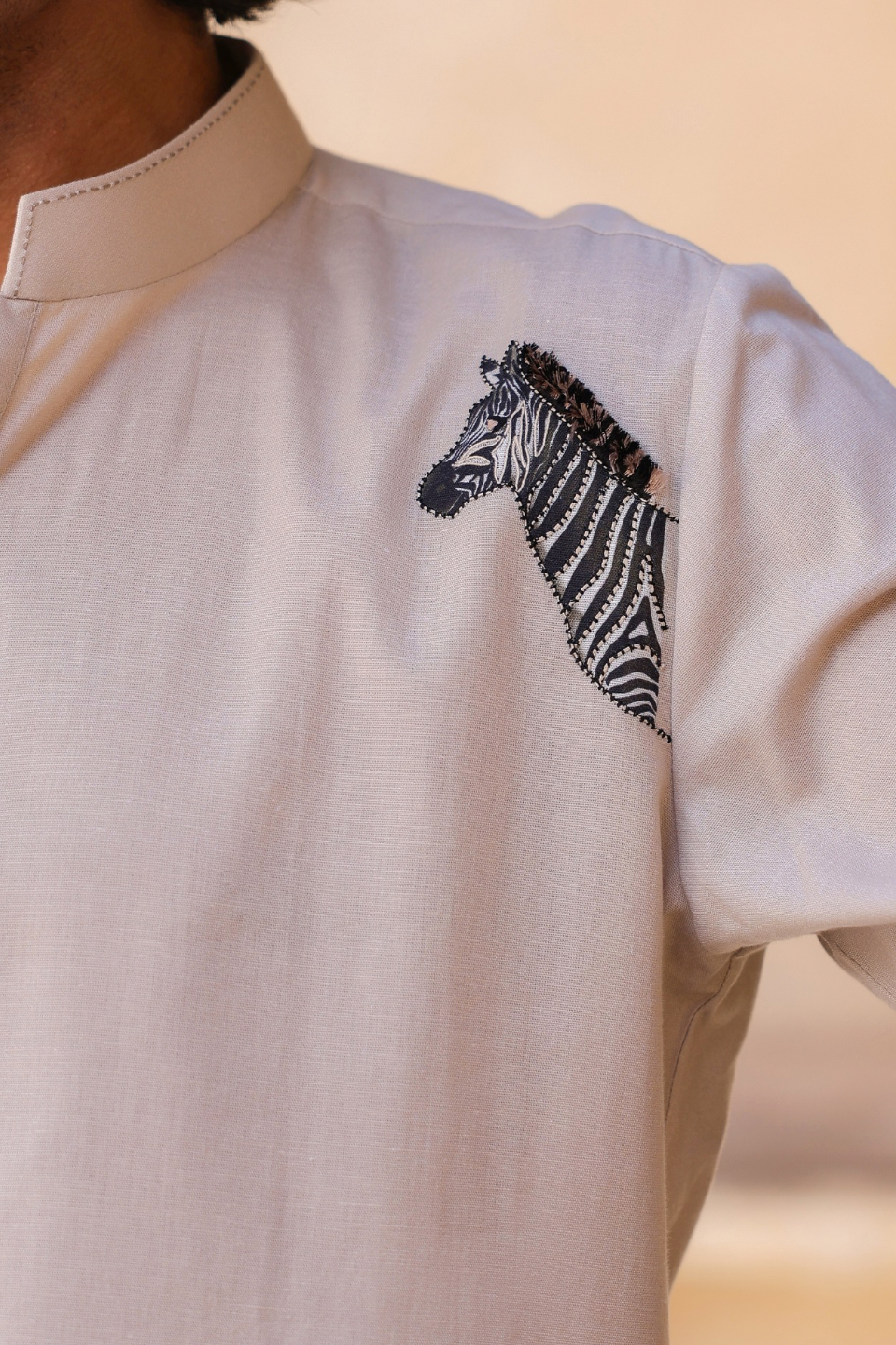 Ivory Embroidered Kurta Shirt Zebra