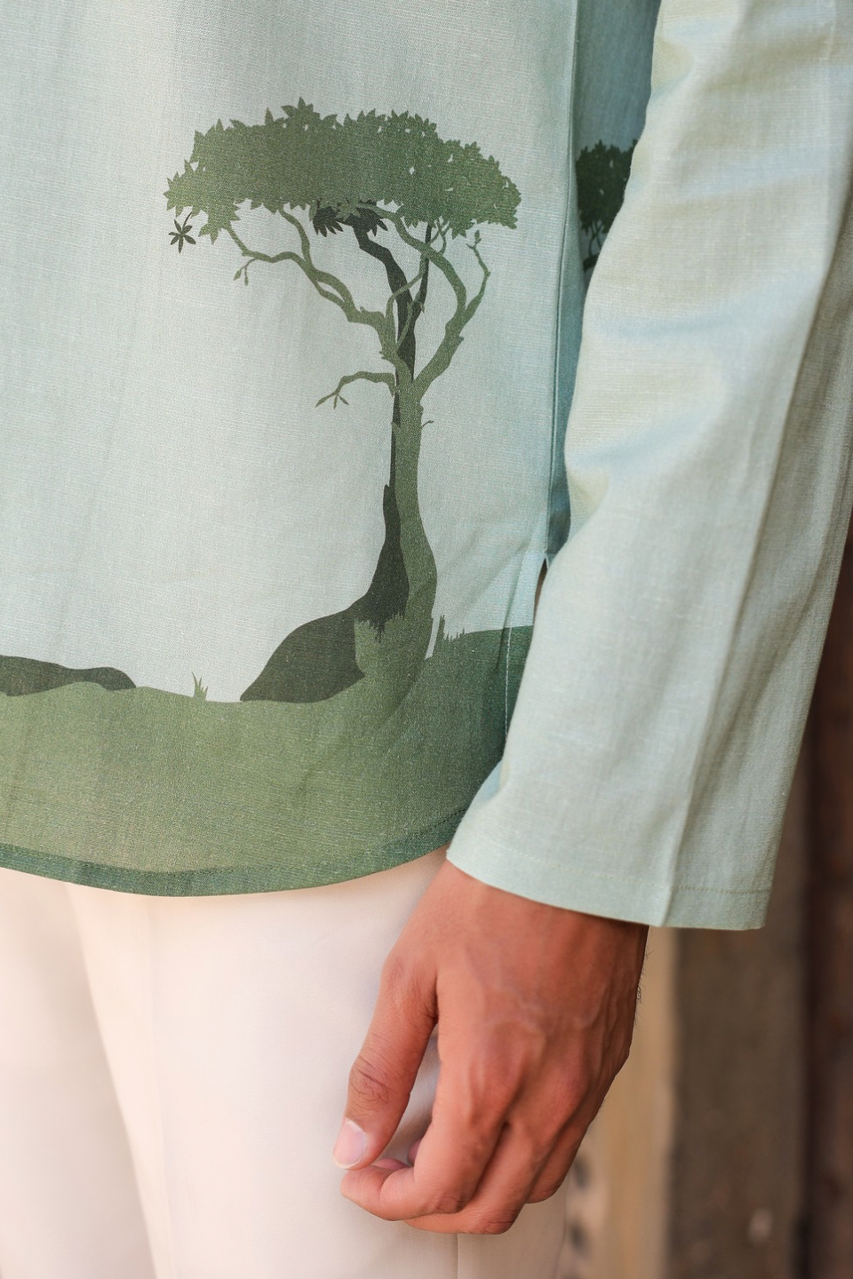 Green Embroidered Kurta Shirt Panther