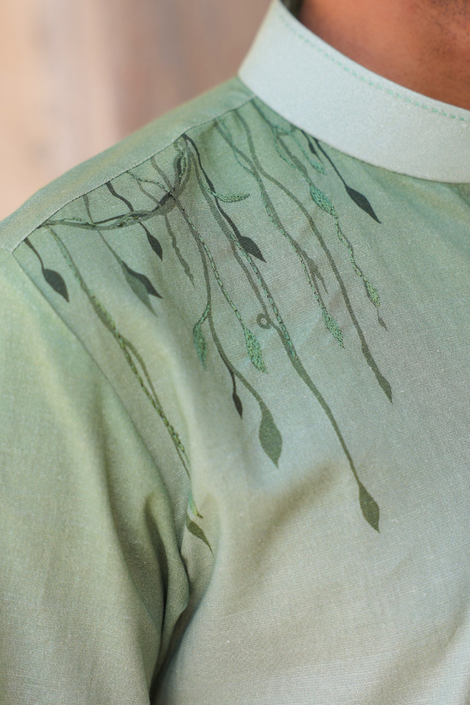 Green Embroidered Kurta Shirt Panther