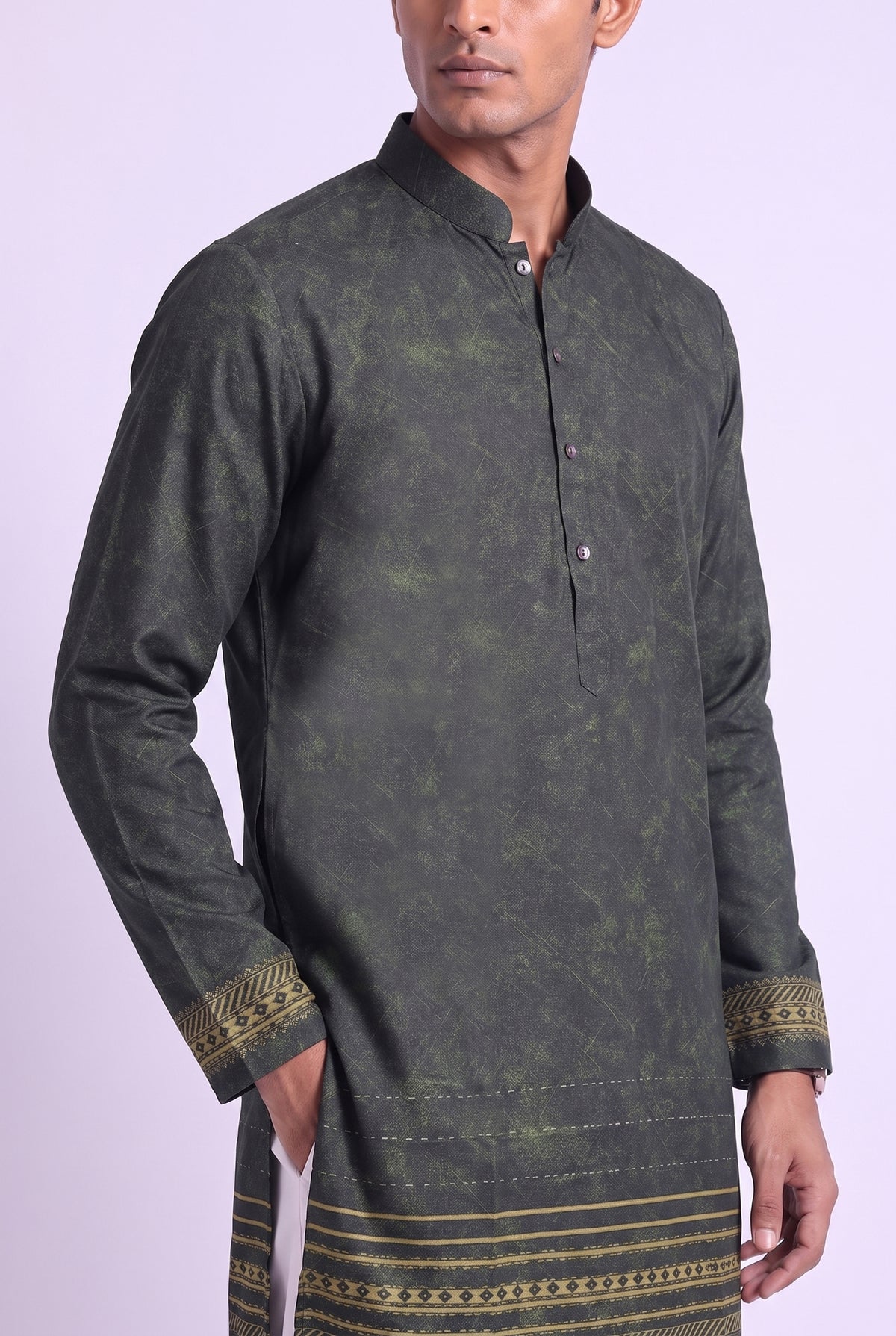 Olive Green Heritage Silk Kurta