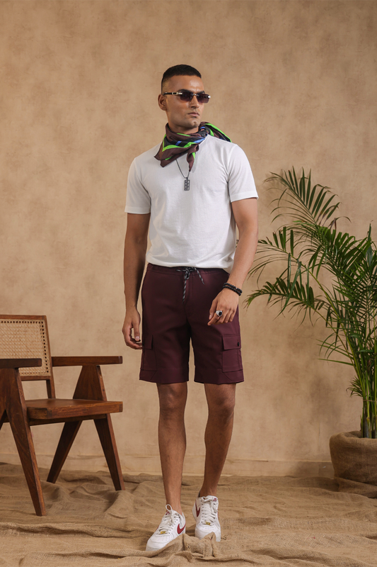 Wine 6 Pocket Cargo Shorts