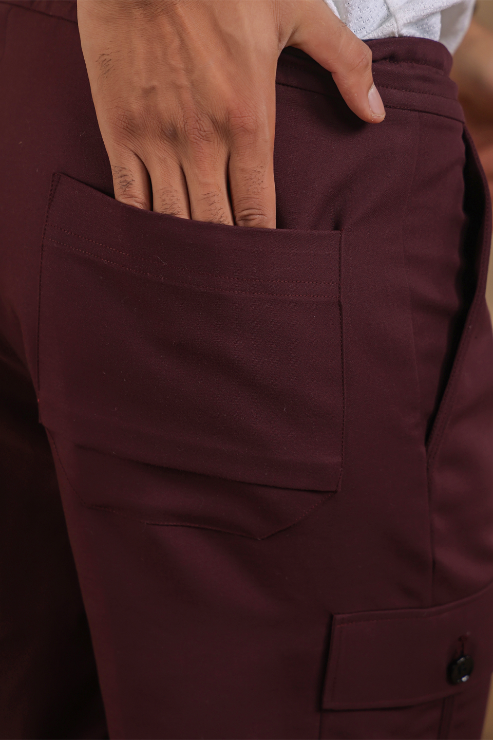 Wine 6 Pocket Cargo Shorts