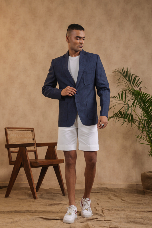 Blue Patch Pocket Half Lined Sports Blazer